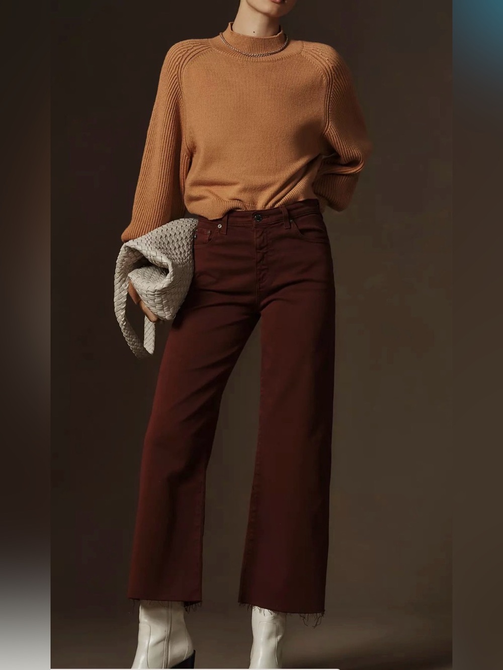 AG Saige  Wide-Leg crop High-Rise fit Jeans Women’s 24 brown fall luxury chic